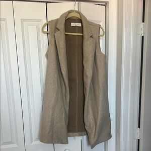 LOVE TREE Tan Sleeveless Long Vest with POCKETS